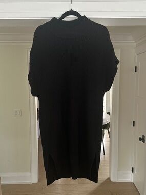 JUST FEMALE Sophie Black Chunky Rib Knit Sweater Tunic / Dress - Size L
